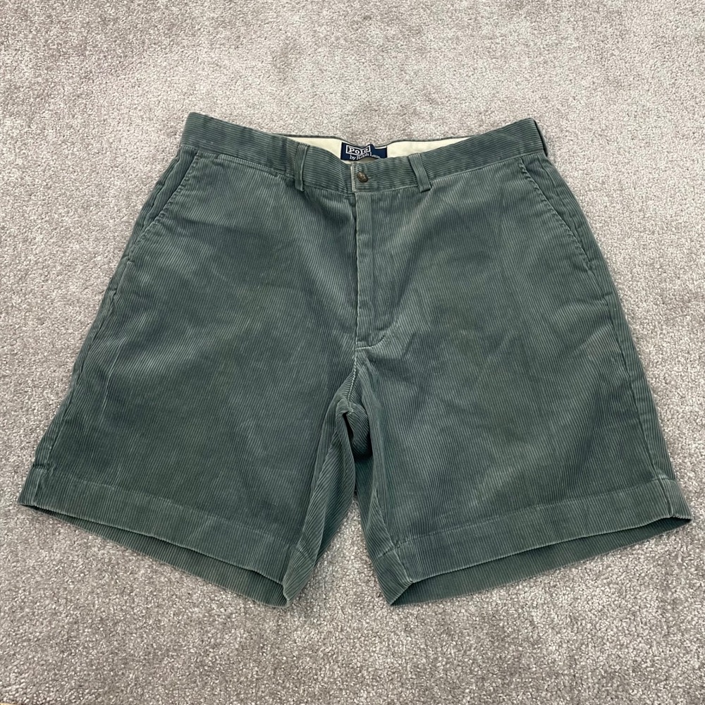Polo Ralph Lauren Corduroy Shorts Mens 38 Old Money Cords Green Flat Front